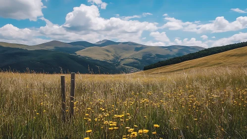 Idyllic Mountain Field with Flowers