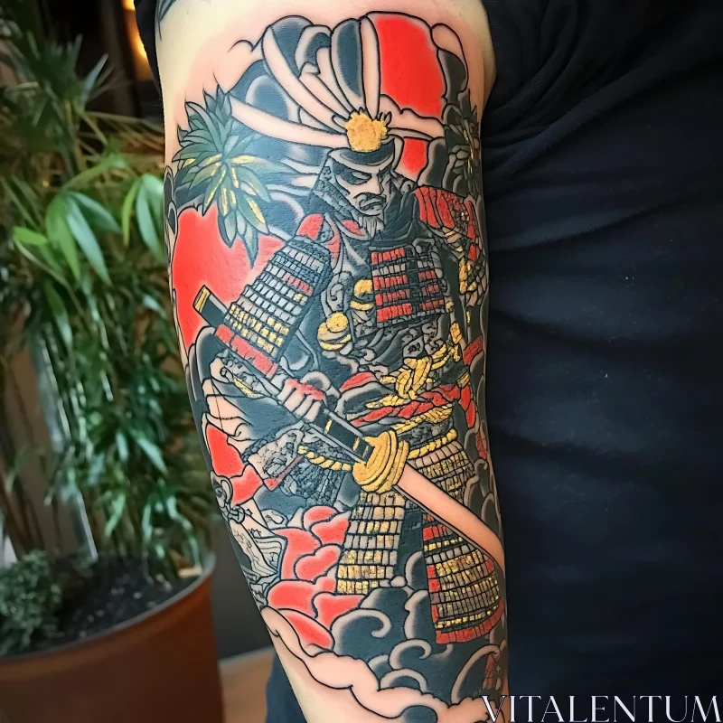 Traditional Japanese Samurai Tattoo AI Image