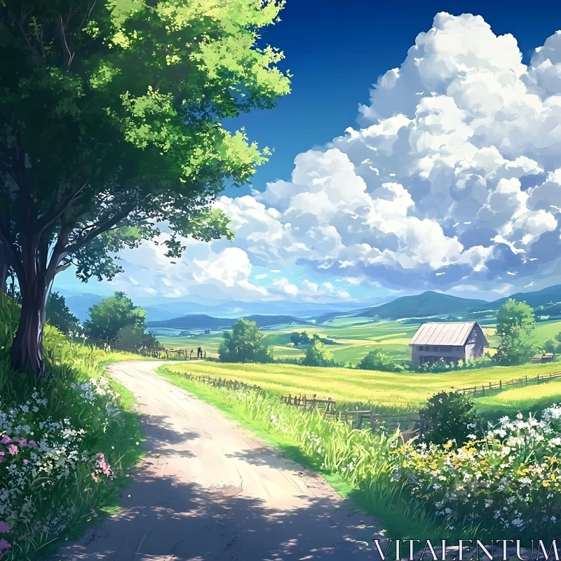 AI ART Scenic Countryside Path