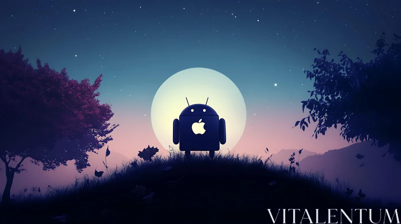 Android and Apple in Night Harmony AI Image