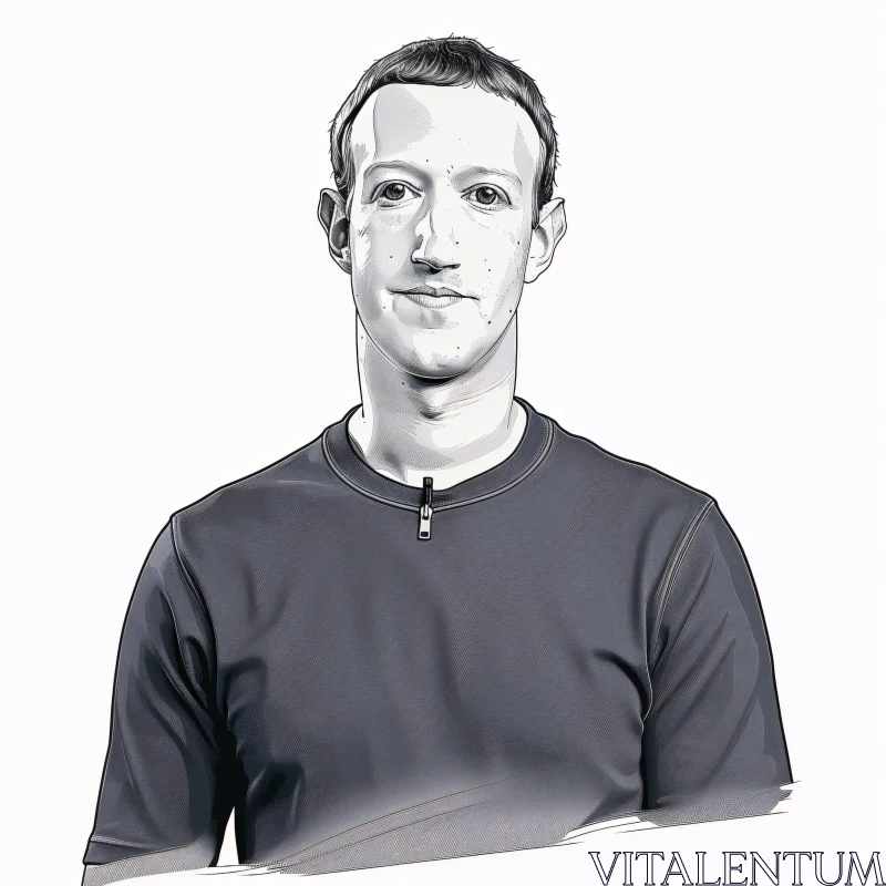 Stylized Sketch of Mark Zuckerberg AI Image