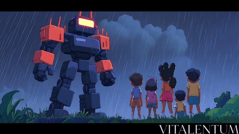 AI ART Rainy Day Robot Adventure