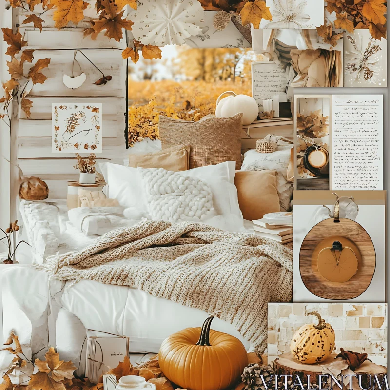 Fall Home Decor with Pumpkins and Leaves AI Image