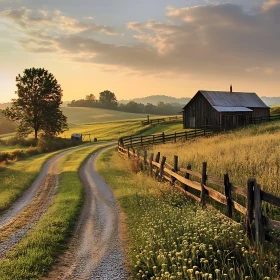 Rustic Barn and Countryside Path