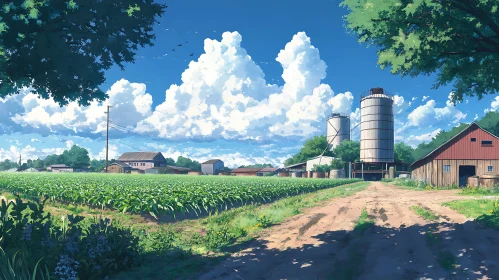 Scenic Farmland Landscape with Blue Sky