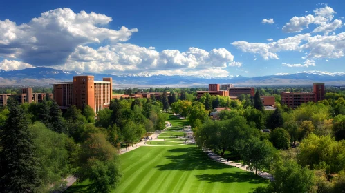 Urban Landscape with Mountain Backdrop