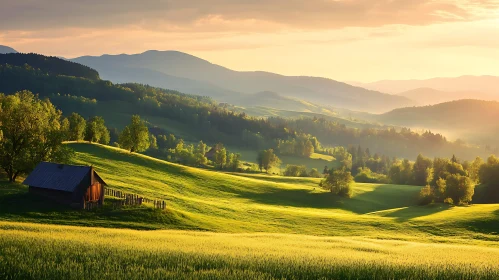 Golden Sunrise Over Green Valley