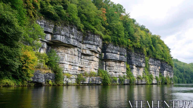 AI ART Green Cliffs by the River