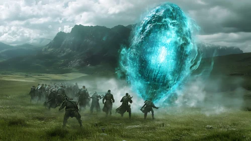 Fantasy Warriors and Glowing Portal