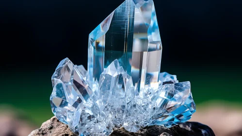 Azure Crystal on Rock: A Study in Light and Precision
