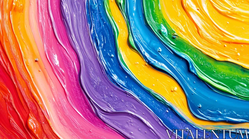 Rainbow Paint Waves Texture AI Image