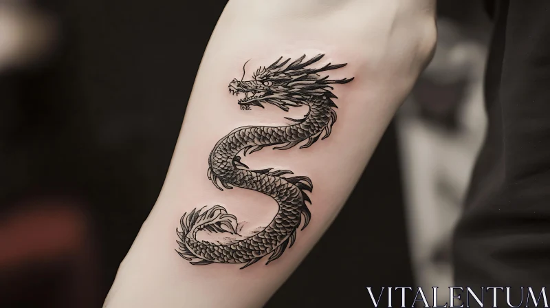 Intricate Dragon Tattoo on Inner Arm AI Image