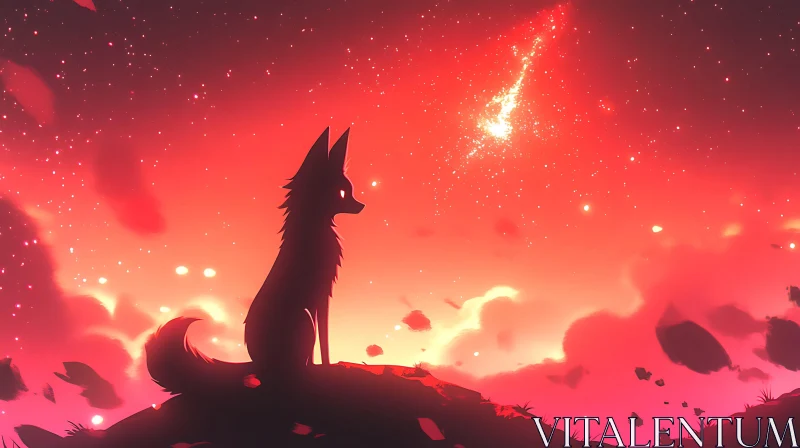 Silhouette of Fox at Night AI Image