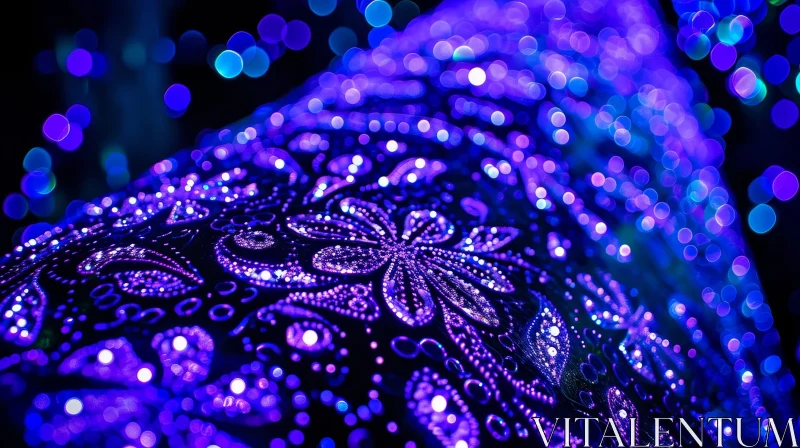 Blue and Purple Floral Umbrella Close-Up | Stock Photo AI Image