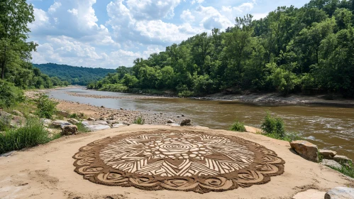 Mandala Art on Riverside Sand