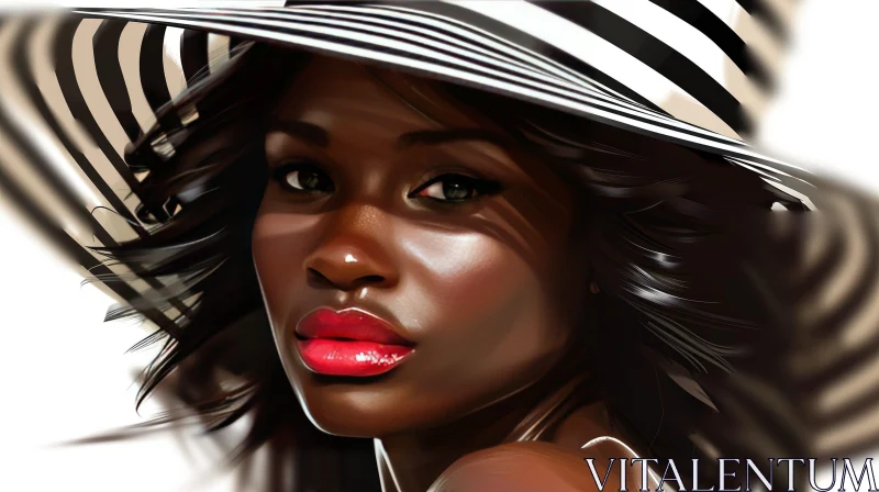 Captivating Portrait of a Beautiful Young Woman with Dark Skin AI Image