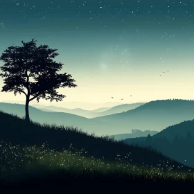 Peaceful Night Mountain Landscape