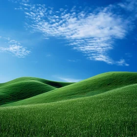 Lush Green Hills and Azure Sky