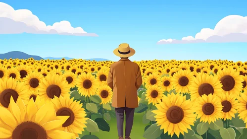 Man in Sunflower Field