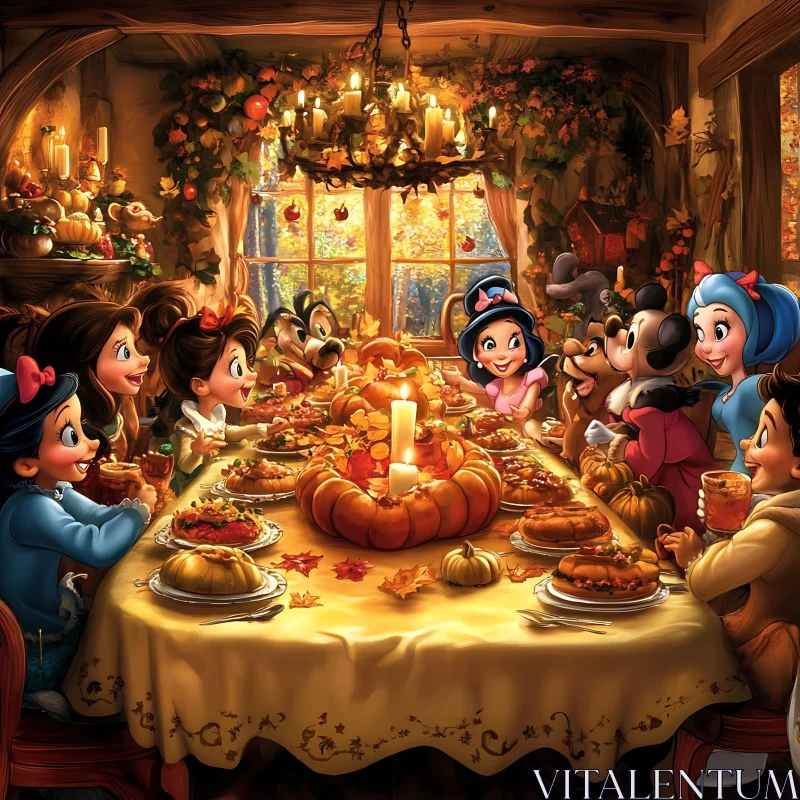 Animated Thanksgiving Celebration AI Image