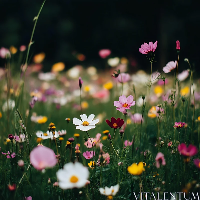 AI ART Dreamy Cosmos Flower Meadow