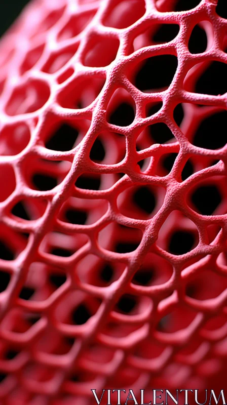 Intricate Red 3D Print with Organic Patterns and Biomorphic Design AI Image