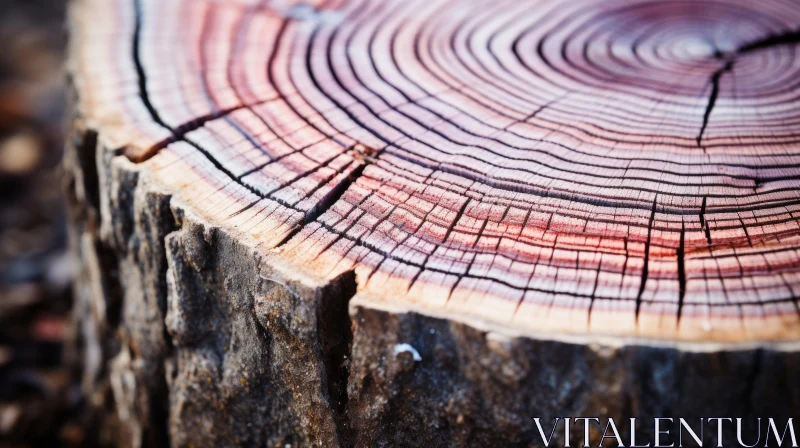 Nature's Craftsmanship: A Detailed Focus on a Wooden Stump AI Image