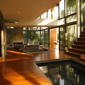 Minimalist Home with Water Feature