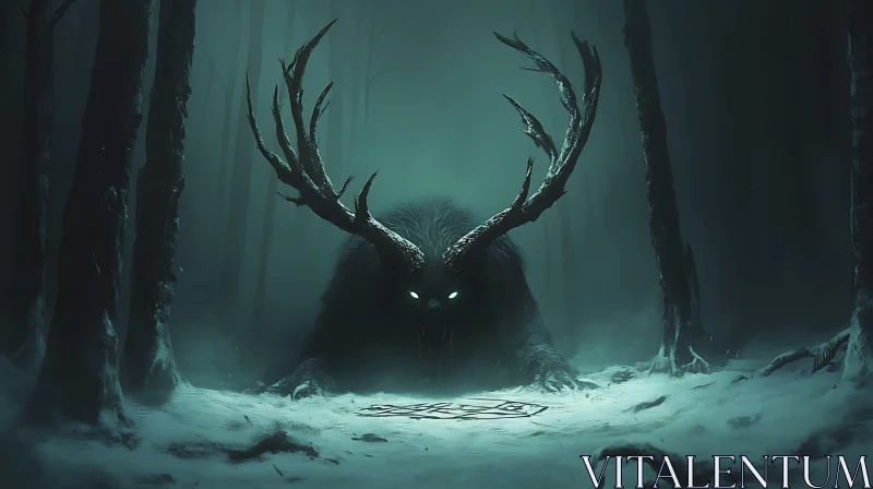 AI ART Mystical Forest Creature in Winter