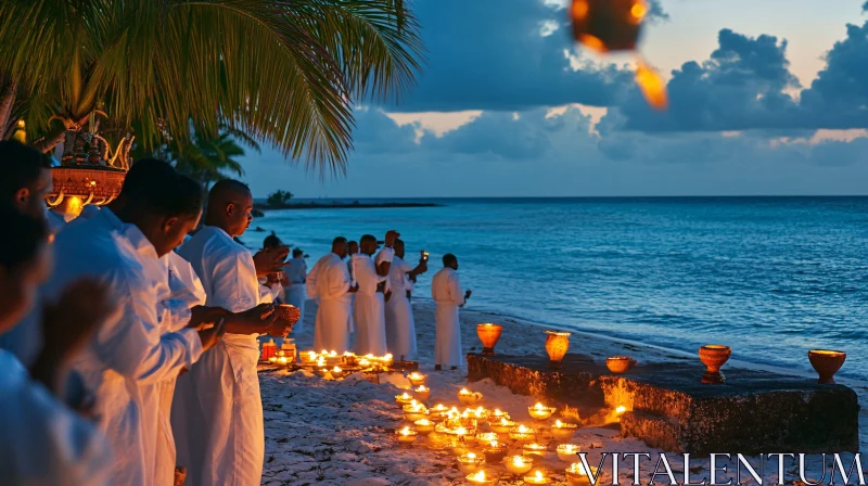 Night Beach Ceremony AI Image