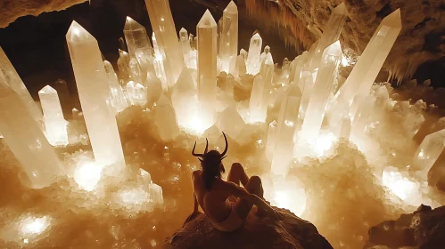 Antlered Being in Crystal Cave