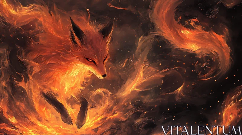 AI ART Fox Engulfed in Flames