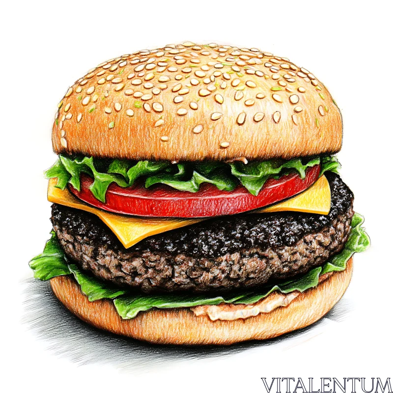 Mouthwatering Cheeseburger AI Image