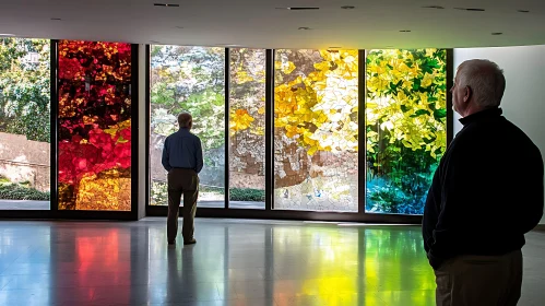 Modern Art Gallery with Stained Glass Window Display