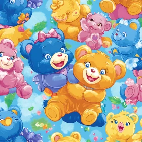 Pastel Teddy Bears Sky Background