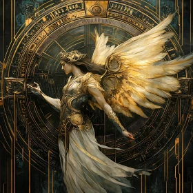 Winged Goddess in Clockwork Realm