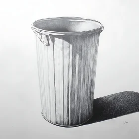 Still Life of Metal Trash Can