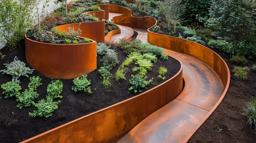 Curved Pathway in a Lush Garden