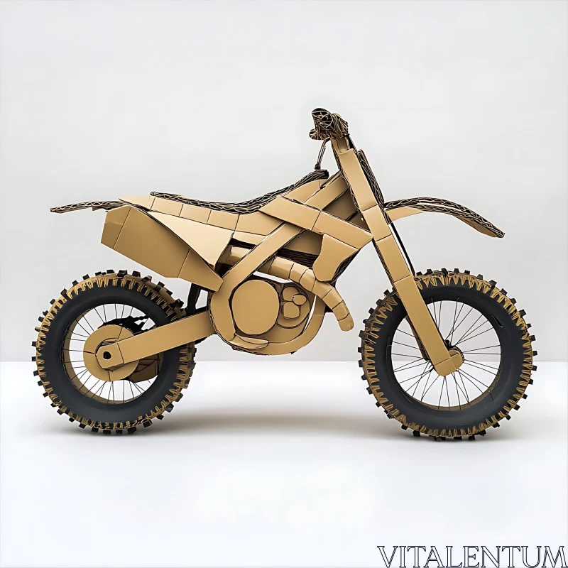 Motorcycle Sculpture Made of Cardboard AI Image