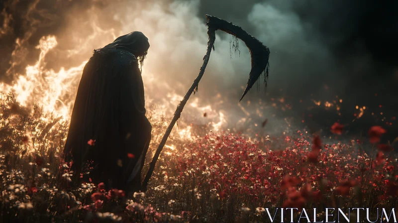 AI ART Death's Stand in a Poppy Field