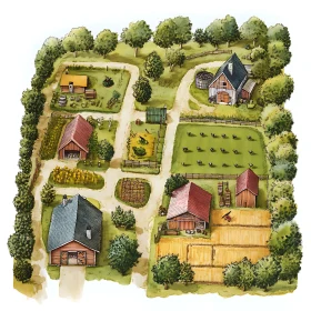 Watercolor Farm Aerial View