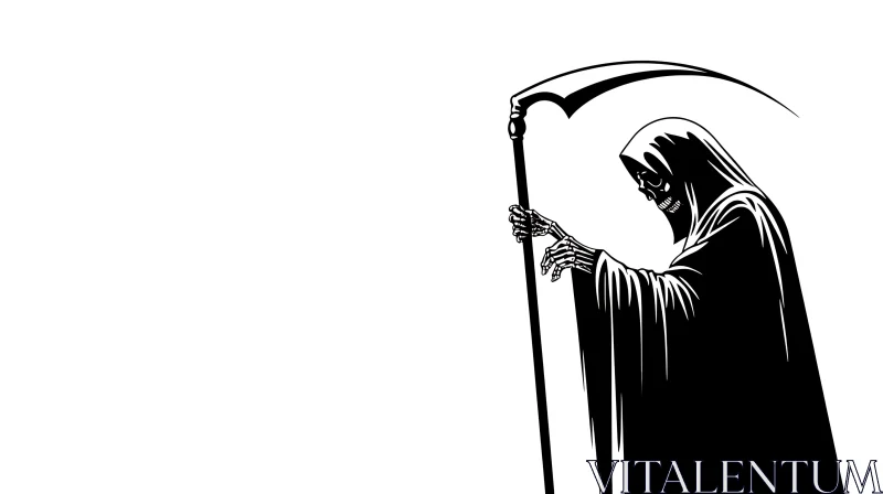 AI ART Monochrome Reaper Illustration with Scythe