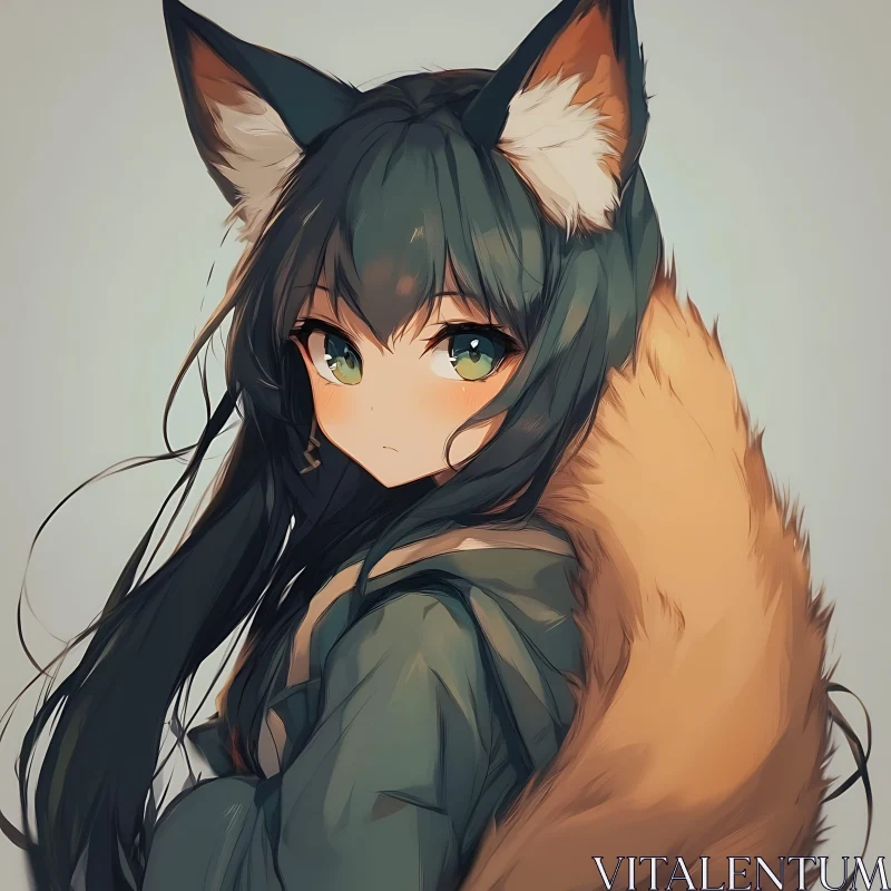 Charming Fox Girl Anime Character AI Image