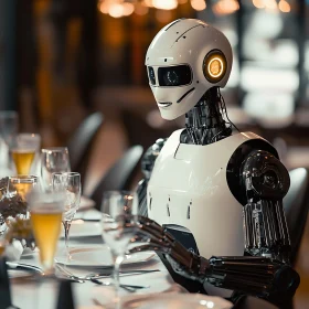 Cyborg Dining Experience Futuristic AI