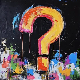 Abstract Question Mark on Black Canvas