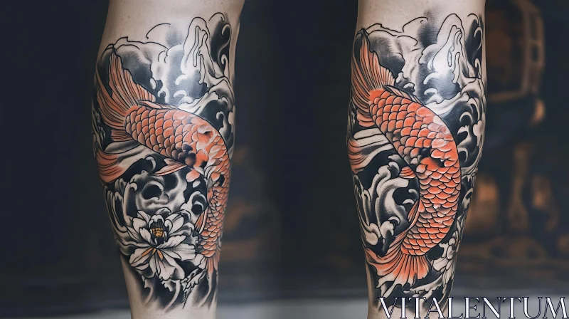 Intricate Japanese Koi Fish Tattoo Design AI Image