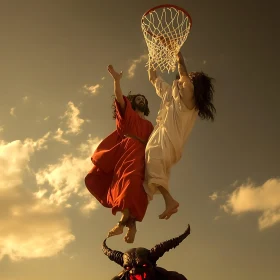 Basketball Battle Above and Below