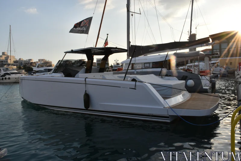 Modern Yacht in Limassol Harbor Free Stock Photo