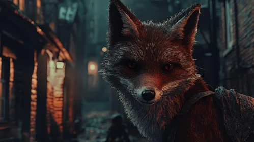 Fox Portrait in Cityscape