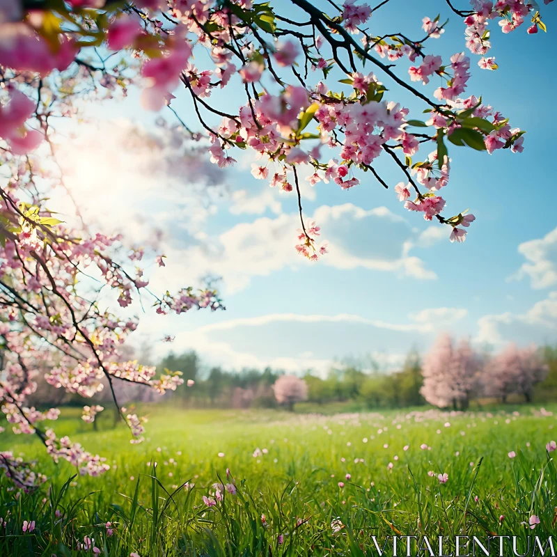 AI ART Blossoming Spring Meadow Landscape